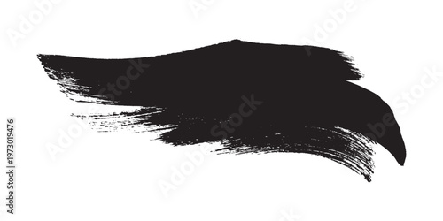 Black ink brush stroke on white background.
