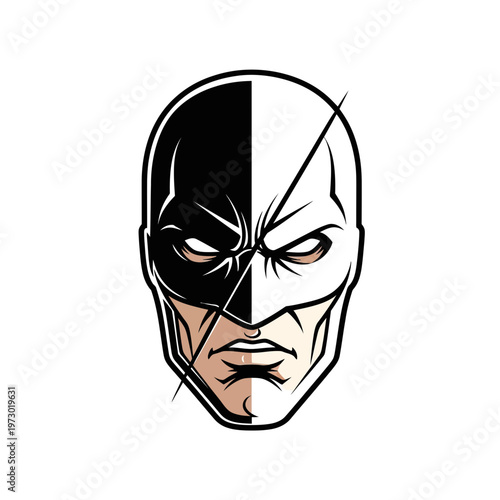 Superhero Mask, Split Face, Heroic, Villainous, Dual Nature