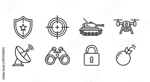 Various transportation modes and signs illustrated in simple black and white drawings Vector