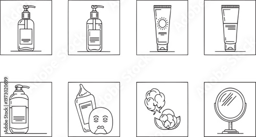 Minimalist Skincare Line Icons