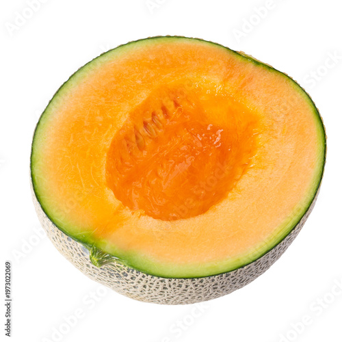 Melon and Slice of melon isolated on a transparent background.