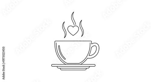 Simple Line Drawing of Coffee Cup.