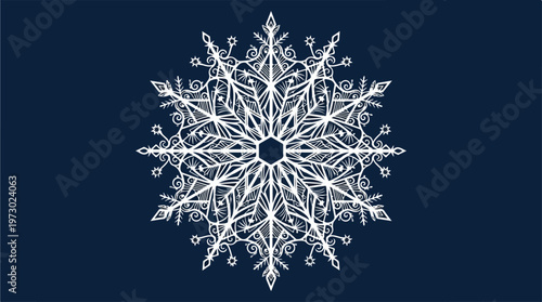 Detailed Snowflake Ice Crystal Structure.