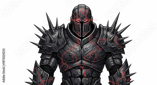 Dark Knight Warrior Armor Spikes Red Glow Eyes