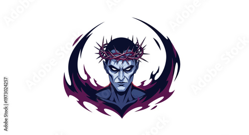 Dark Lord with Crown of Thorns, Evil Demonic Figure, Gothic Art