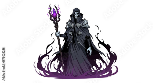 Dark Sorcerer with Staff and Shadow Aura