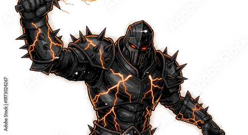 Dark Knight Warrior with Spikes and Lightning