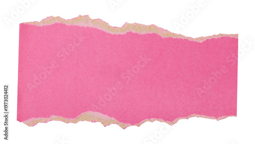 Abstract pink torn paper edge sheet isolated on transparent background
