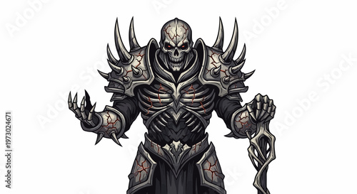 Undead Warrior Skeleton Knight Armor Spikes Dark Fantasy