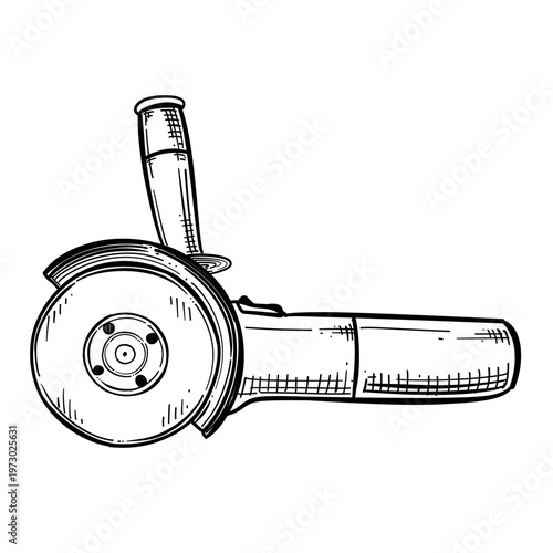 angle grinder vector line art hand drawn illustration