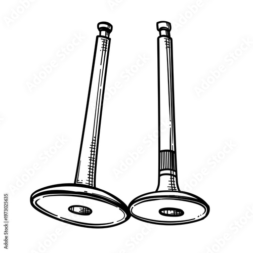 engine valves vector line art hand drawn illustration