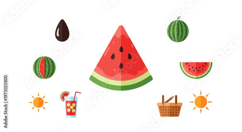 Watermelon Fruit Slices and Juice.