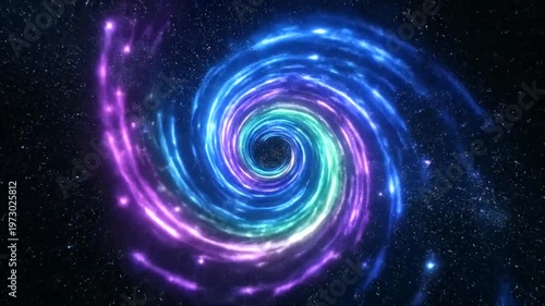 Hypnotic Cosmic Spiral A Journey Through a Colorful Galactic Vortex of Stars and Nebulae.