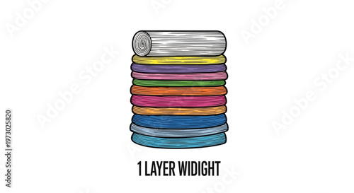 Stack of colorful rolled up sheets.