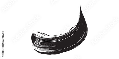 Dynamic Black Paint Stroke on White Background.