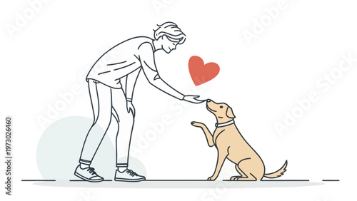 A heartwarming illustration of a woman and her dog sharing a loving moment