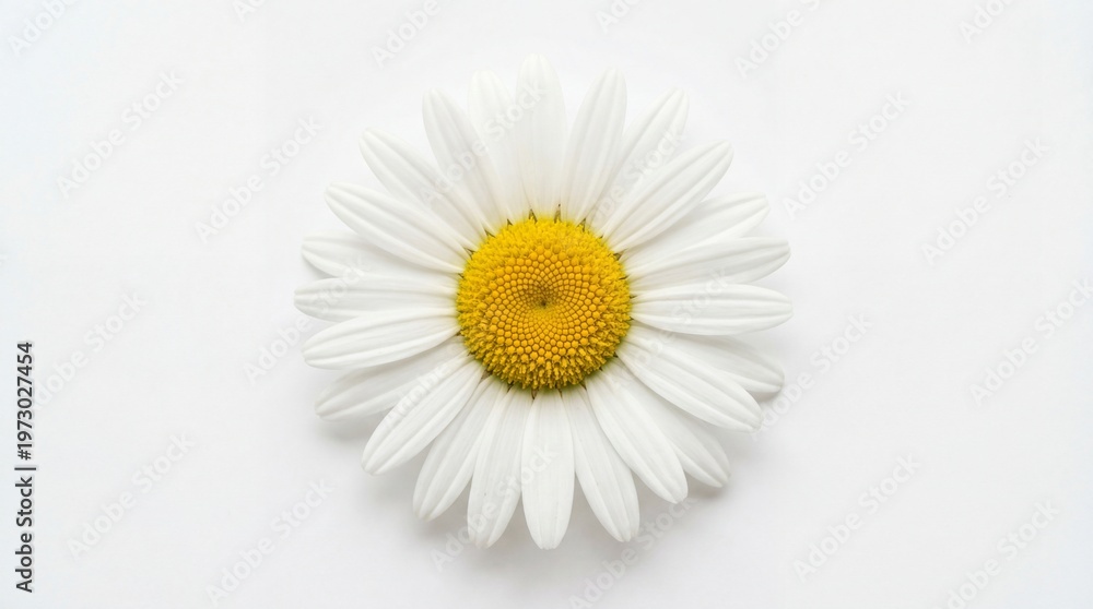 Obraz premium A single delicate daisy flower with bright white petals and a vibrant yellow center in bloom