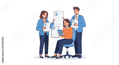 Business people discussing work together.