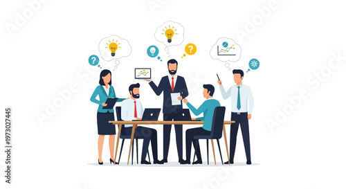 Business people discussing ideas together.