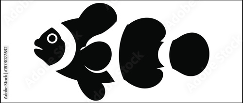 Clownfish silhouette  vector pictogram for marine life icon, ocean wildlife and aquarium design use