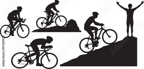 Cycling Silhouette Collection – Bicycle Sport and Adventure Vector