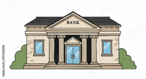 A modern vector illustration of a residential house with a wooden facade, red roof, and large windows on a clean white background showing the front exterior architecture of a city home