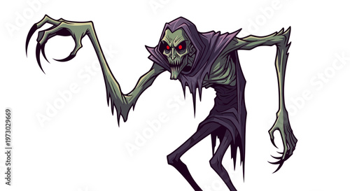 Scary Grim Reaper Monster with Glowing Red Eyes and Long Claws