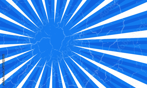 Blue comic sunburst effect background with halftone. Pop art comic-style vector background. Suitable for templates, sale banners, events, ads, web and pages