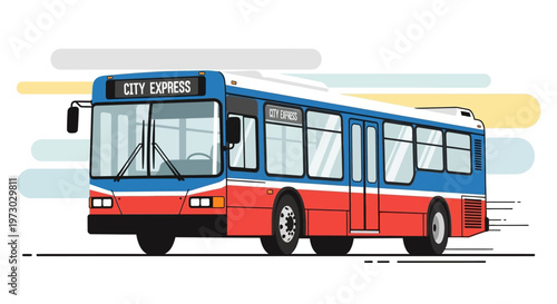 Modern city express bus vector illustration for urban transport