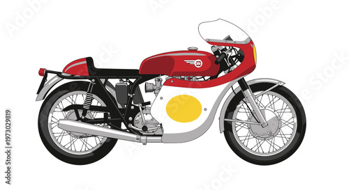 Vintage racing motorcycle illustration with classic design.