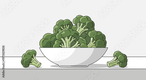 Fresh green broccoli florets in a white bowl with a clean background.