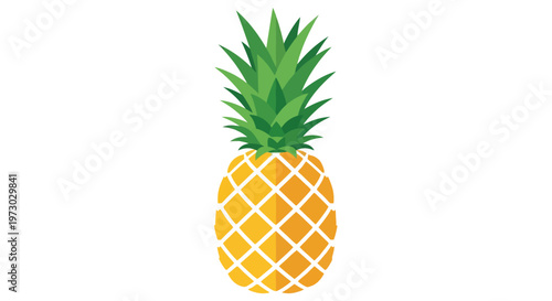 Flat vector illustration of a fresh ripe pineapple isolated on a white background.