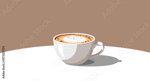 Minimalist vector illustration of a coffee cup with frothy drink