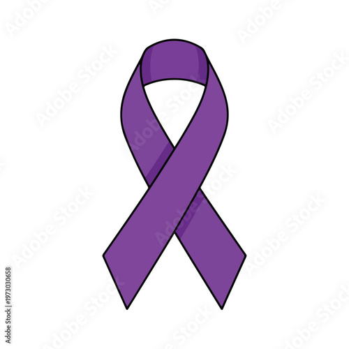 Purple Awareness Ribbon Isolated on White Background