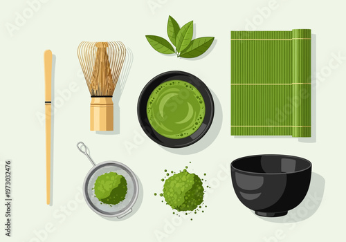 Matcha Tea Ceremony Set: Traditional Tools and Ingredients.