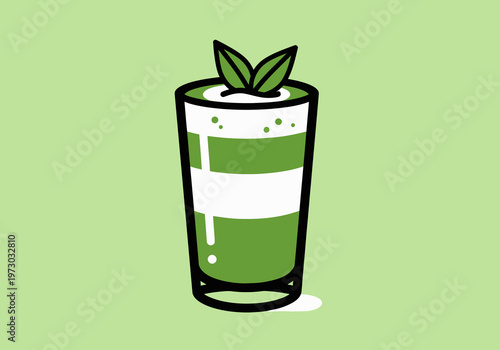 Illustration of a refreshing green smoothie with mint leaves.