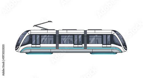 Modern Light Rail Train Vector Illustration on White Background