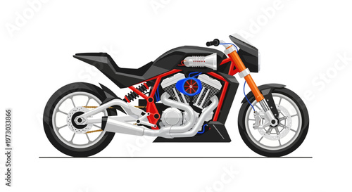 Modern Sport Motorcycle Vector Illustration Isolated on White Background