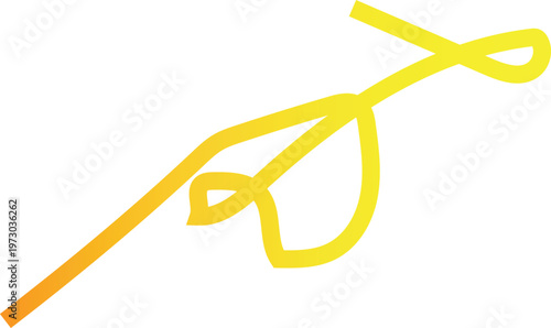  described features a digital graphic illustration of a stylized branch or twig, characterized by a gradient color scheme that transitions from orange at the bottom left to bright yellow