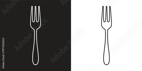 A simple illustration of two forks on a black and white background