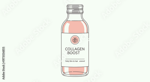 Collagen Boost Drink Bottle Illustration Design.