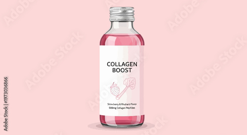 Collagen Boost Drink in Glass Bottle.