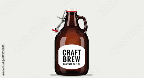 Brown Glass Growler with Craft Brew Label.