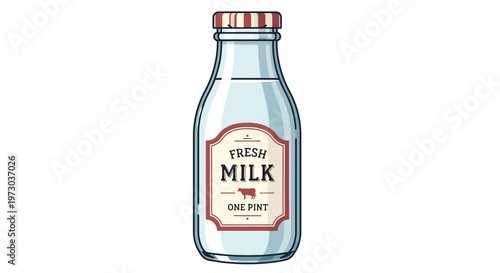 Glass Bottle of Milk Illustration.