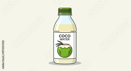 Coconut Water Bottle Illustration Design.