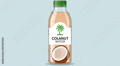 Tableau sur toile Coconut Water Bottle with Green Cap.