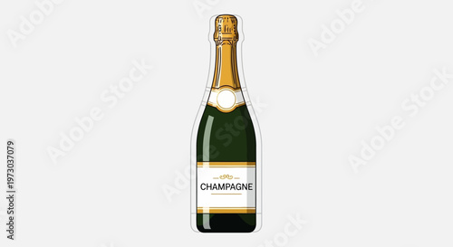 Champagne bottle with gold foil.
