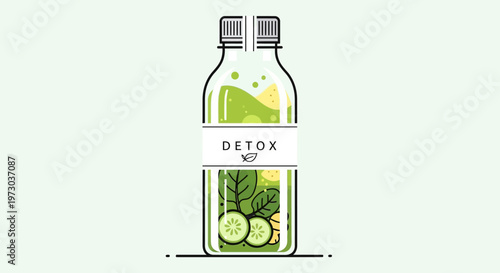 Detox Juice Bottle with Fresh Ingredients.