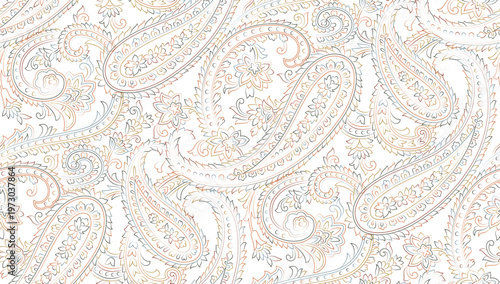 Traditional Paisley Motif Seamless Pattern | Clean White Base