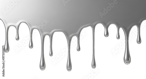 Metallic Liquid Dripping Down Transparent Background